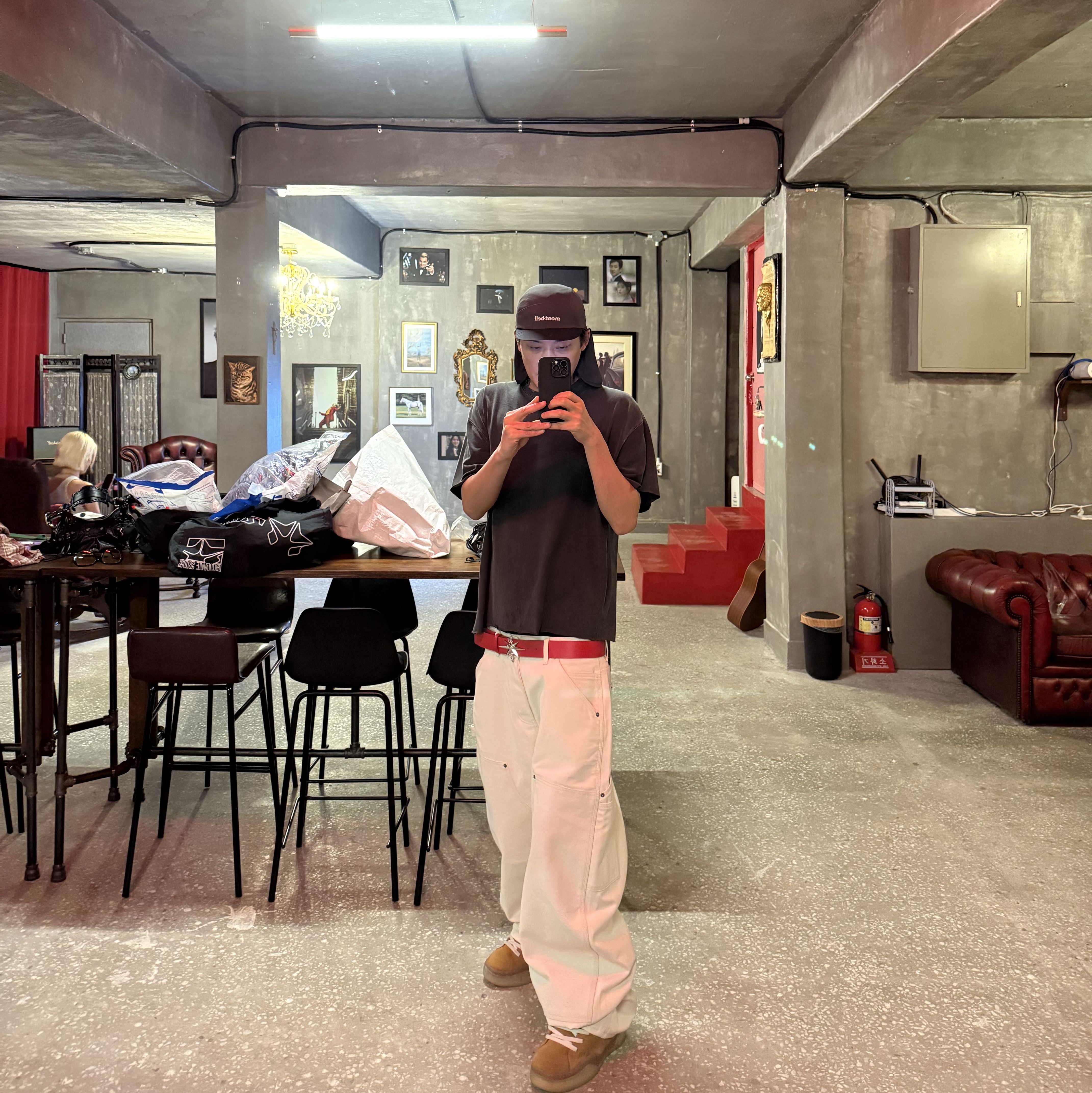 Undermycar Pure Hardstone Carpenter Pants Ivory - 24FW, ERL Vamp Skate Shoe Natural Brown 착용 스타일 - 2