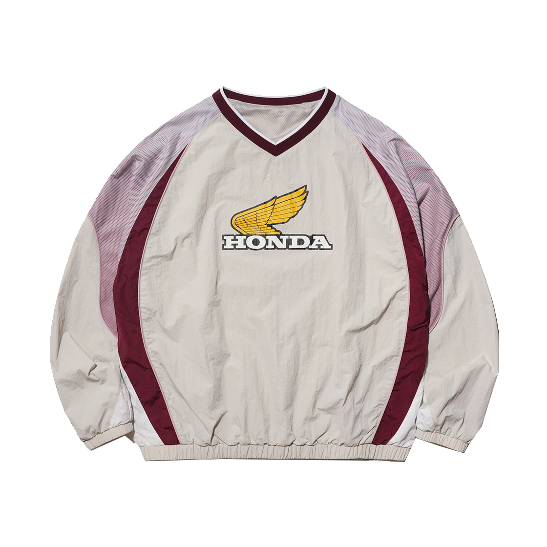 혼다 빈티지 로고 스피드 트랙 나일론 롱 슬리브 라이트 그레이(Honda Vintage Logo Speed Track nylon Long Sleeve Light Gray)