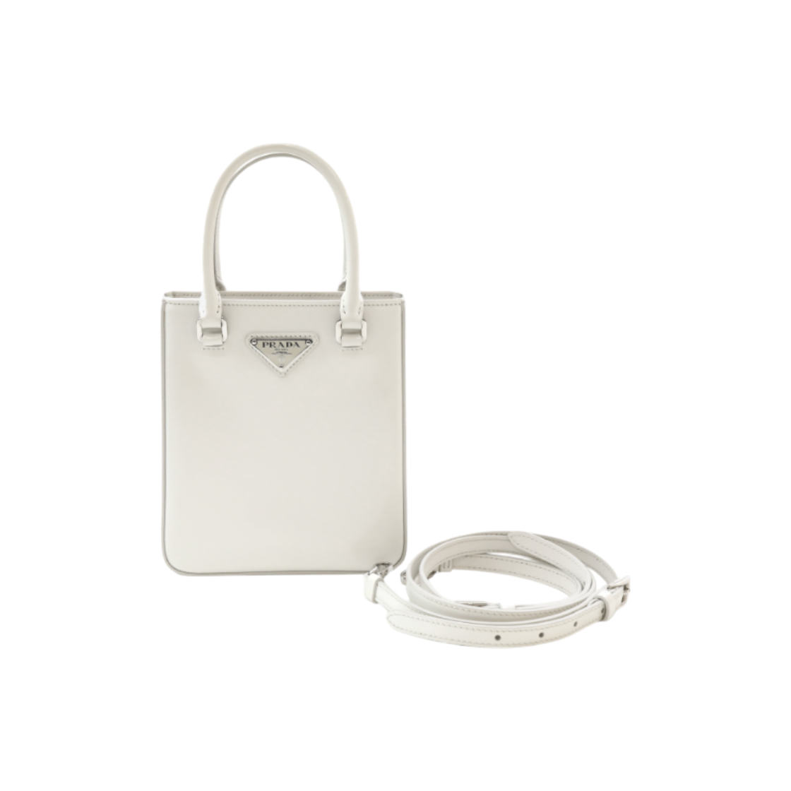 프라다 1BA331 브러쉬드 에나멜 토트백 크로스백 화이트