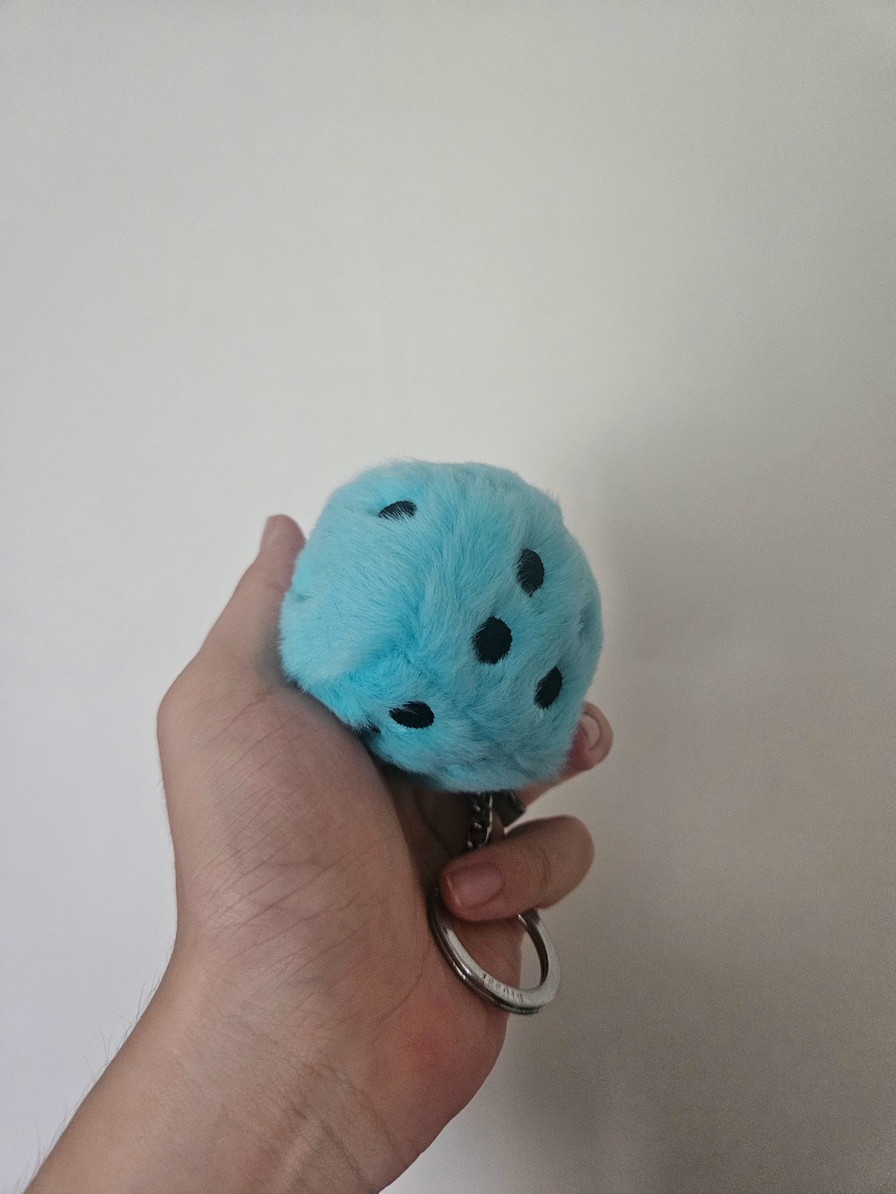 Stussy Fuzzy Dice Keychain Teal 착용 스타일