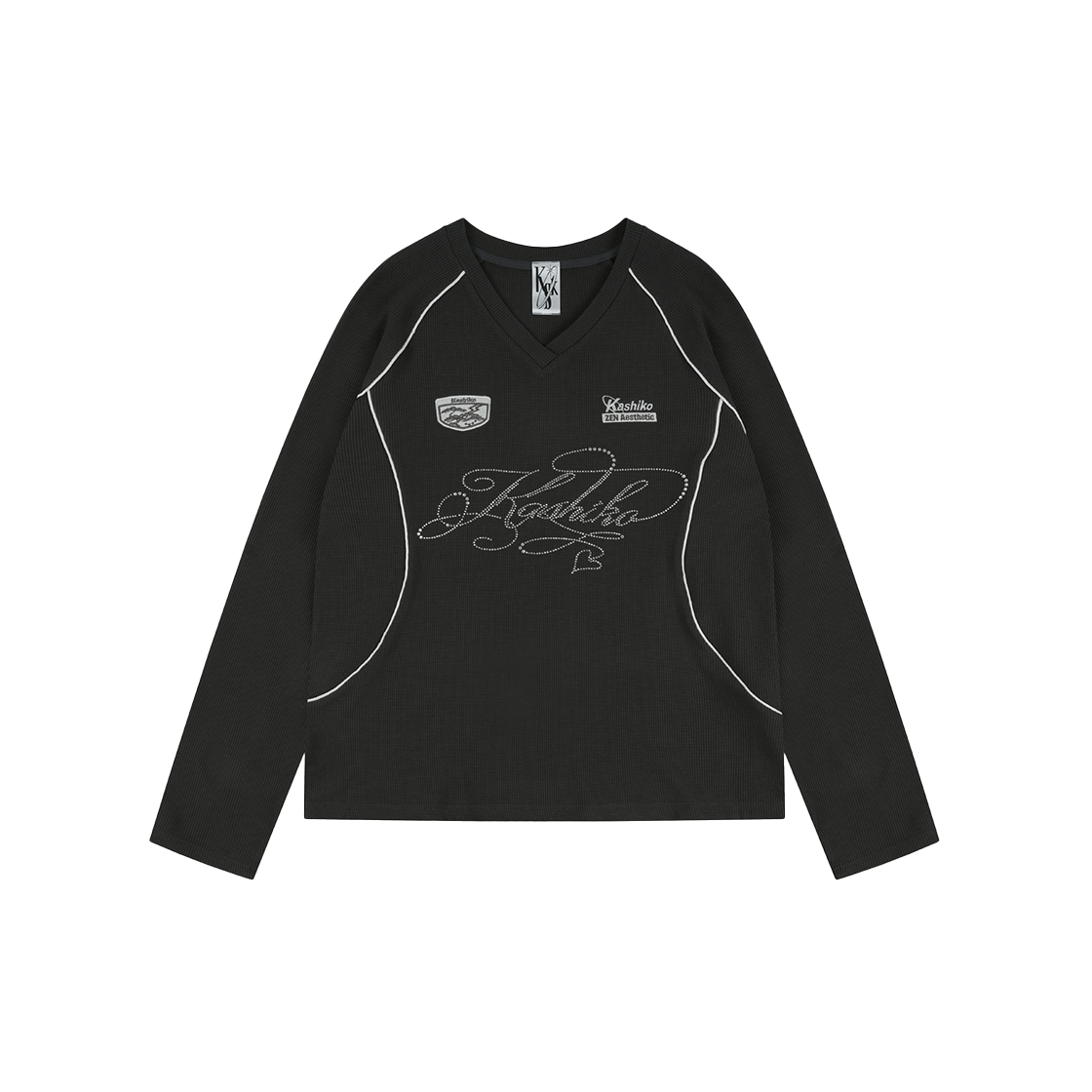 52582 Kashiko Waffle Rugby Tee Charcoal