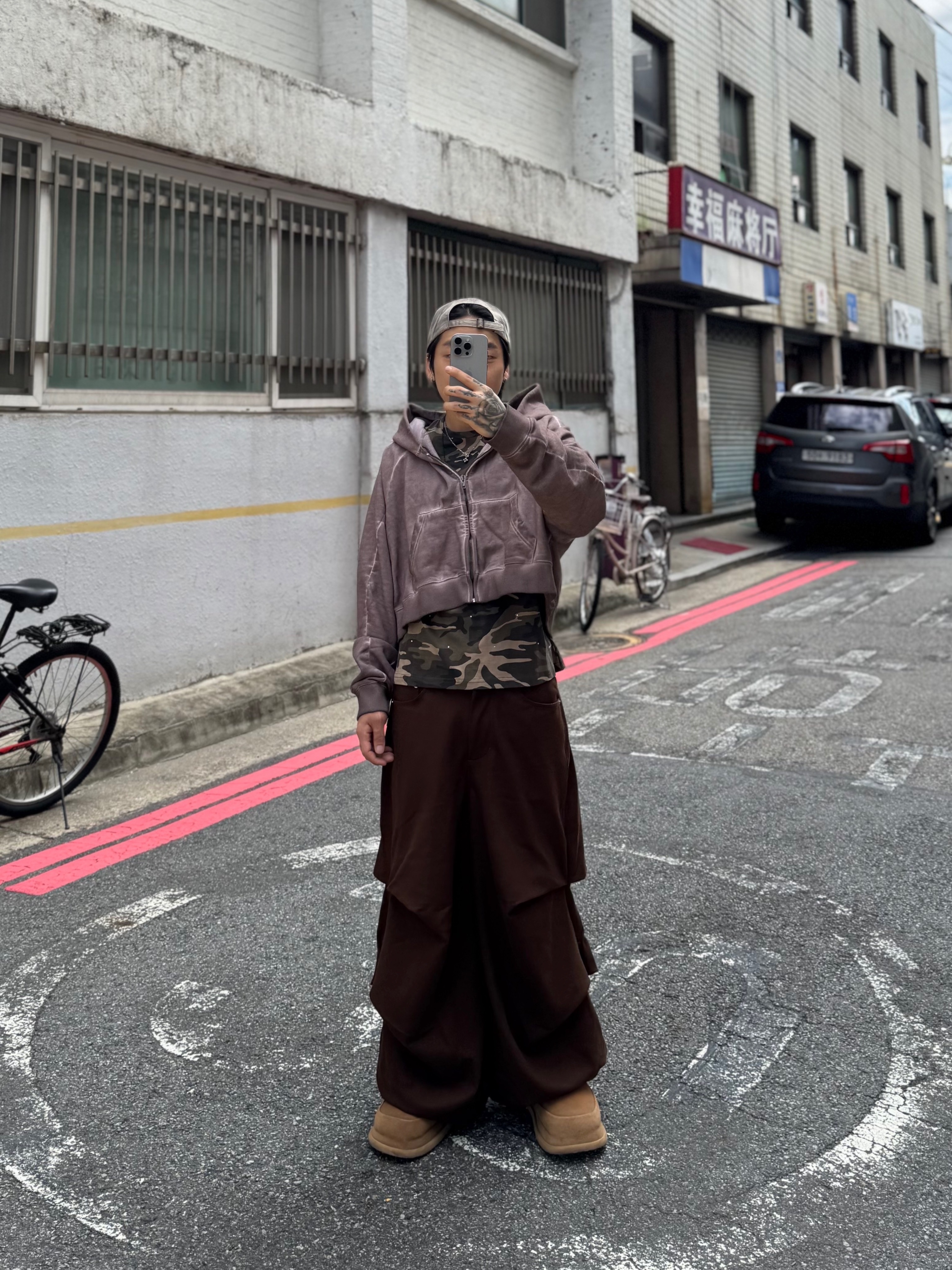 Kinchi x Non Parking N Road Boots Brown, [KREAM Exclusive] Aoiro 6-Panel Bone A/N Cap Mud 착용 스타일 - 5