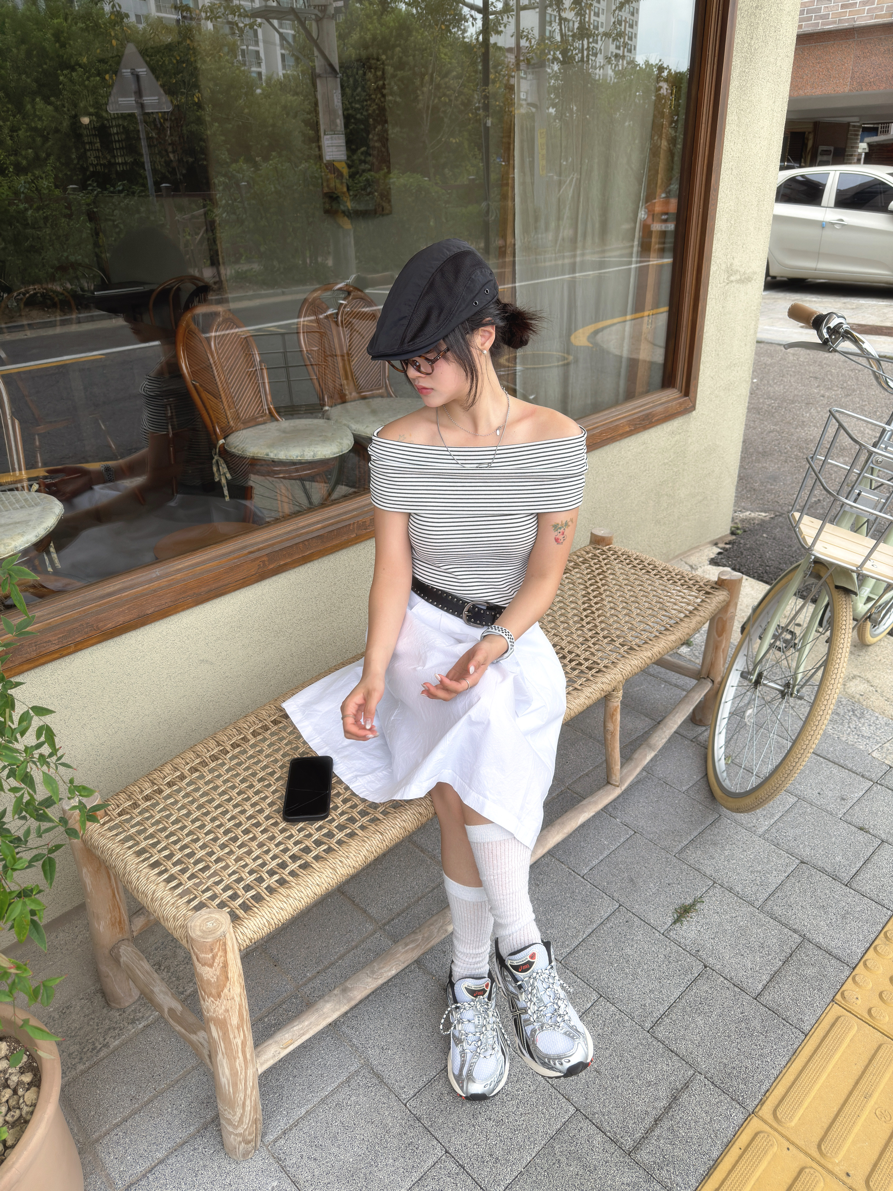 Asics Gel-Nimbus 10.1 White Black 착용 스타일 - 3