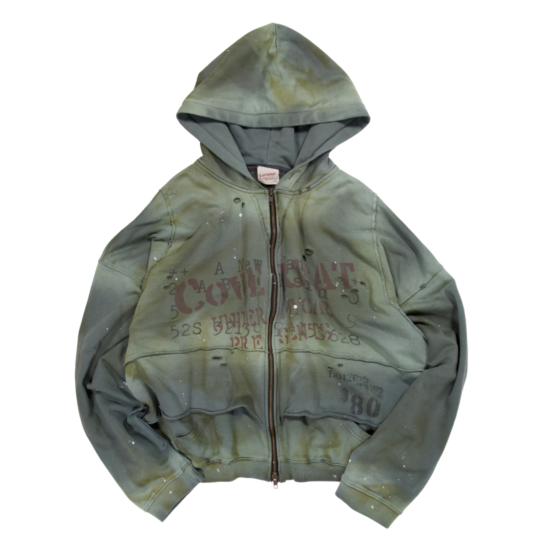 커버낫 X 언더마이카 베스트 레이어드 레터 그래픽 후디집업(Covernat X Undermycar Vest Layered Letter Graphic Hood Zip-Up)