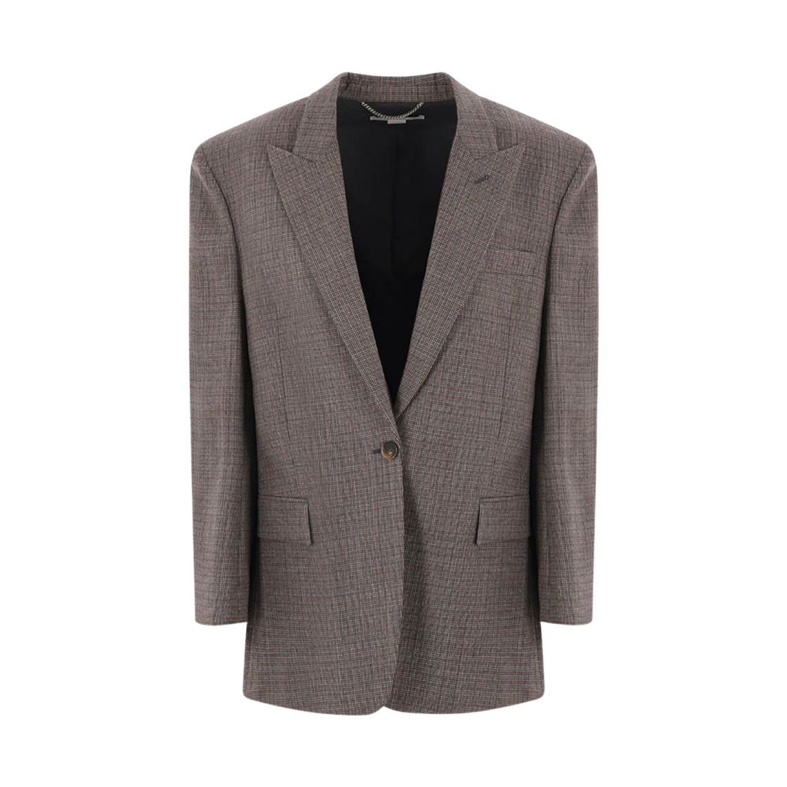 6501233EJ7902425 (W) Stella McCartney Single-Breasted Houndstooth Blazer Grey