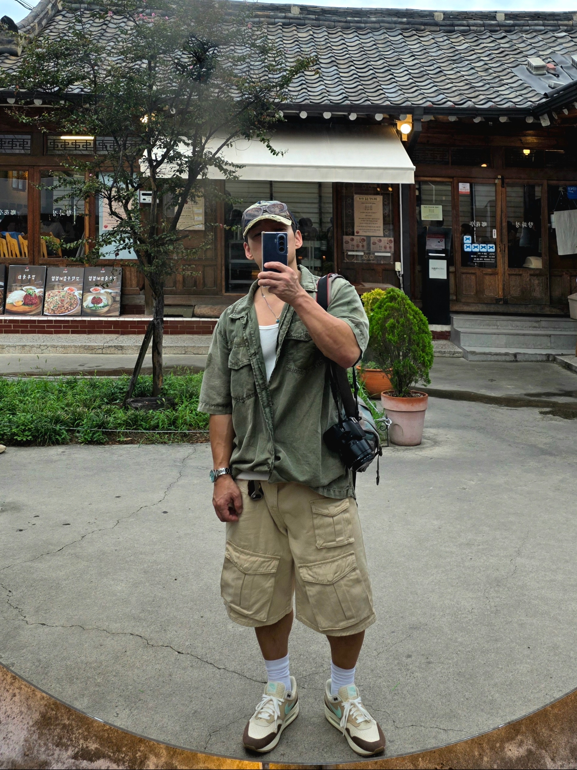 Diesel C-Seymon Treated Denim Baseball Cap Blue White, Supreme Mini Duffle Bag Woodland Camo - 24SS 착용 스타일 - 3