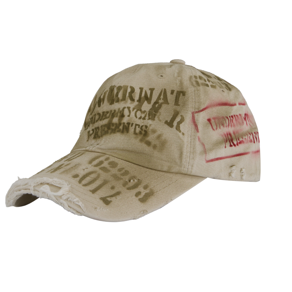 CO2503CAU2 Covernat X Undermycar Destroyed Letter Graphic Cap Beige