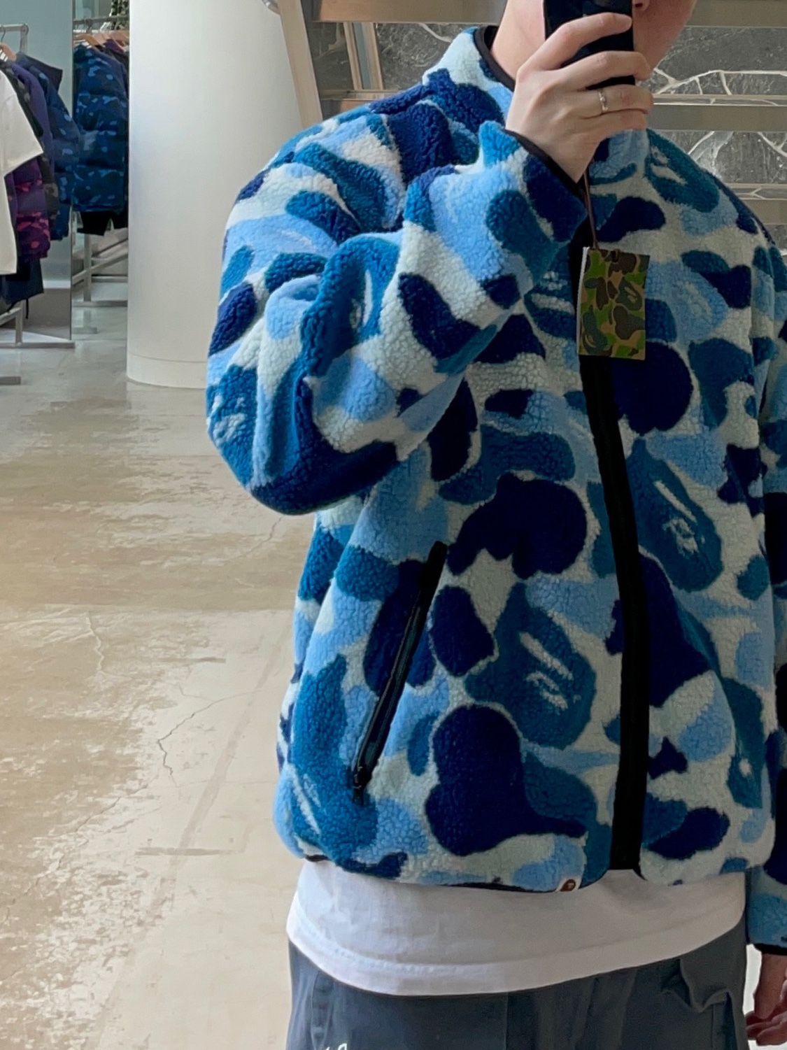 BAPE ABC Camo Boa Ripstop Reversible Jacket Blue 착용 스타일