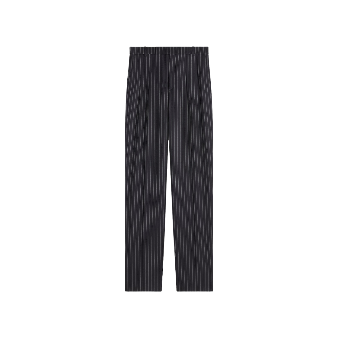 RP01Q0026-07CG Celine Keith Pants in Striped Wool Gabardine Navy Craie