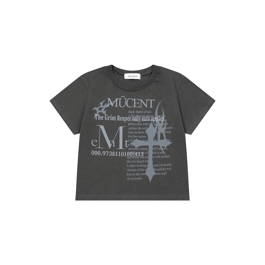 P0000BDS MUCENT Grimnel Cross Half T Unisex Charcoal
