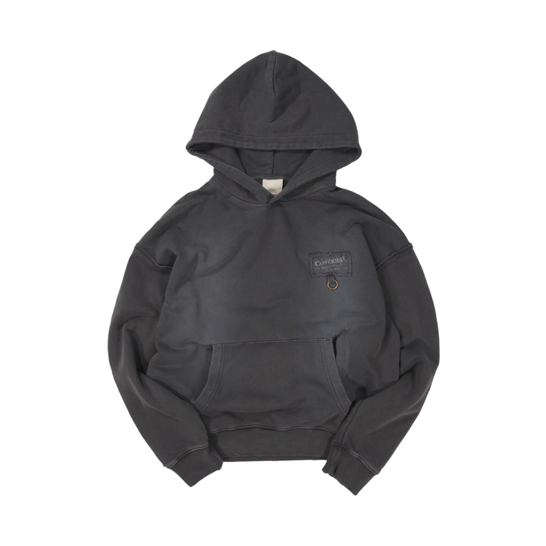 커버낫 X 언더마이카 디스트로이드 패치 후디 차콜(Covernat X Undermycar Destroyed Patch Hoodie Charcoal)