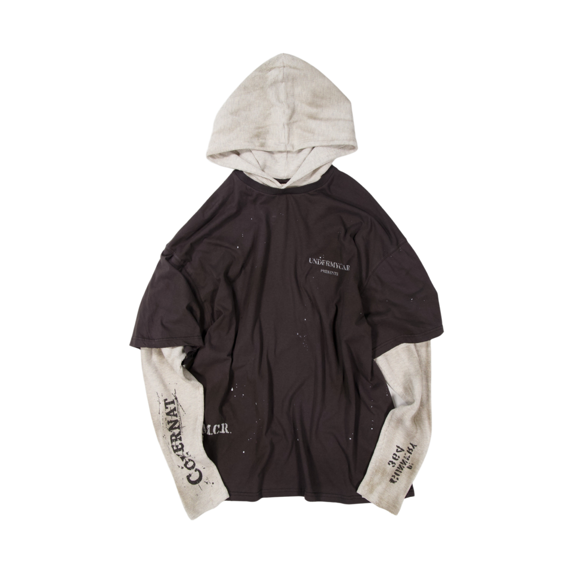 커버낫 X 언더마이카 와플 레이어드 레터 그래픽 롱슬리브