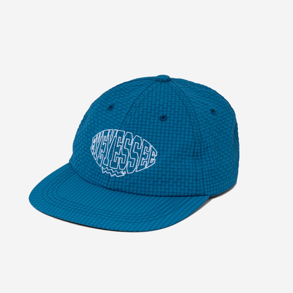 YESEYESEE Check Seersucker Cap Blue, YESEYESEE Plaid Wing Jacket Blue 착용 스타일 - 1