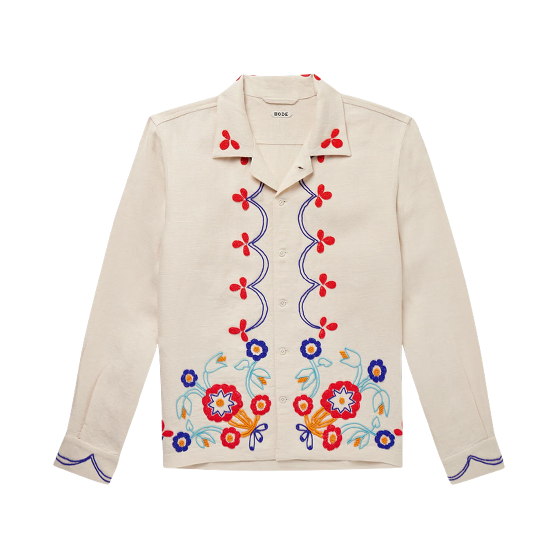 MRS25SH030 Bode Beaded Garden Party Shirt Ecru Multicolor