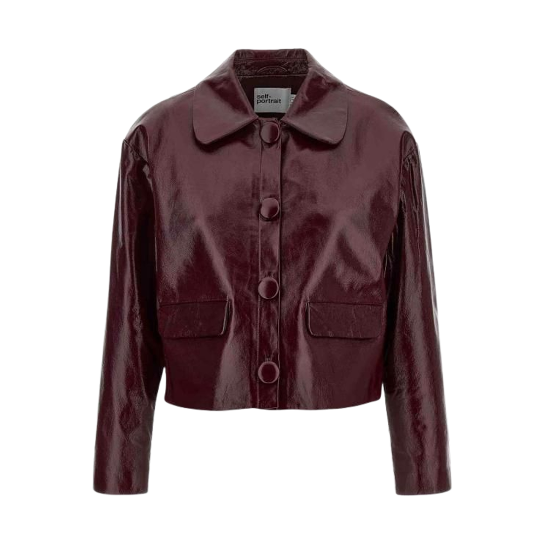 PF25-091J-BU (W) Self Portrait Leather Jacket Burgundy
