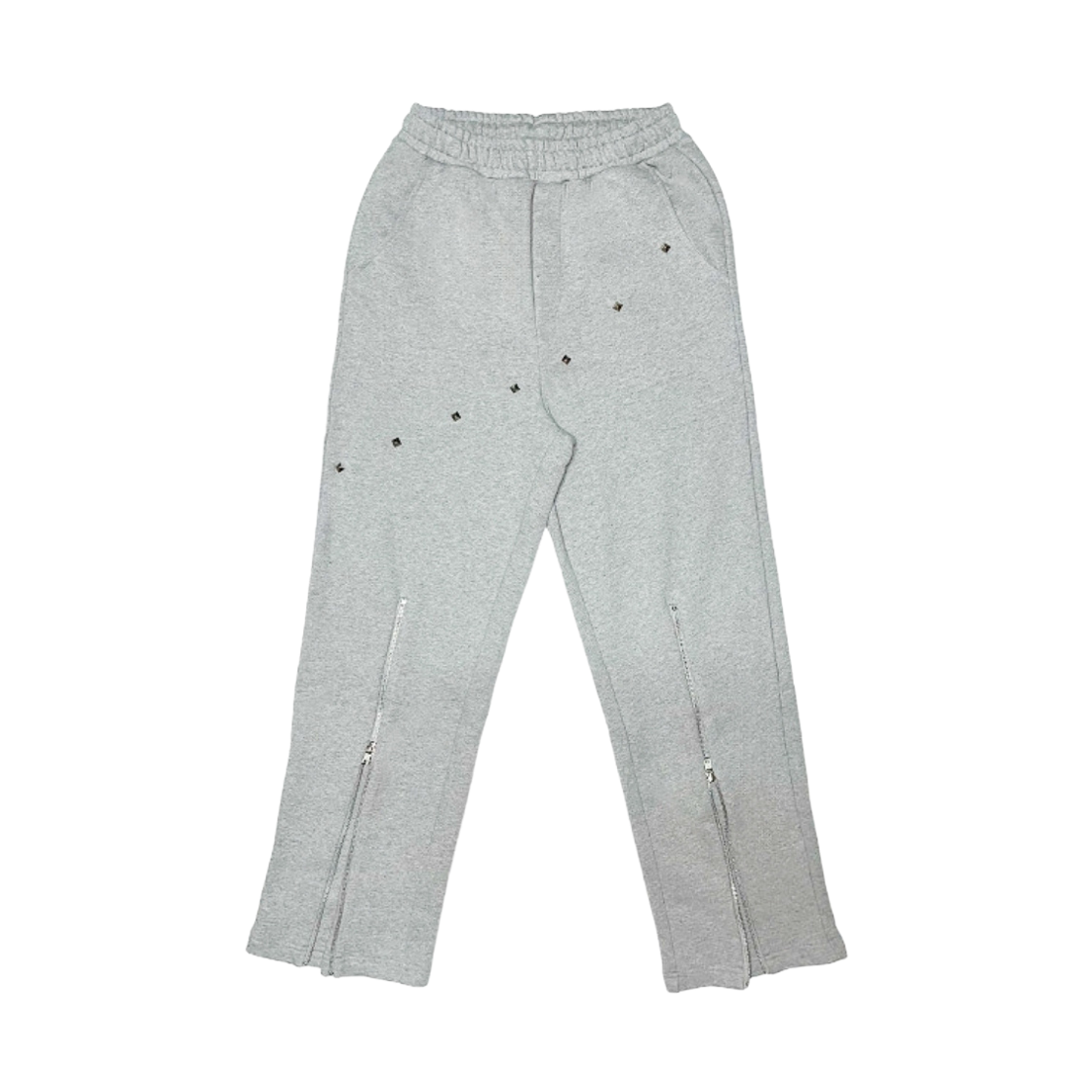 SM00006 Smokeastar Diagonal Stud Zip Sweat Pants Grey