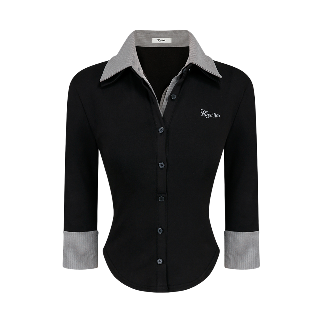 카시코 더블 카라 슬림셔츠 블랙