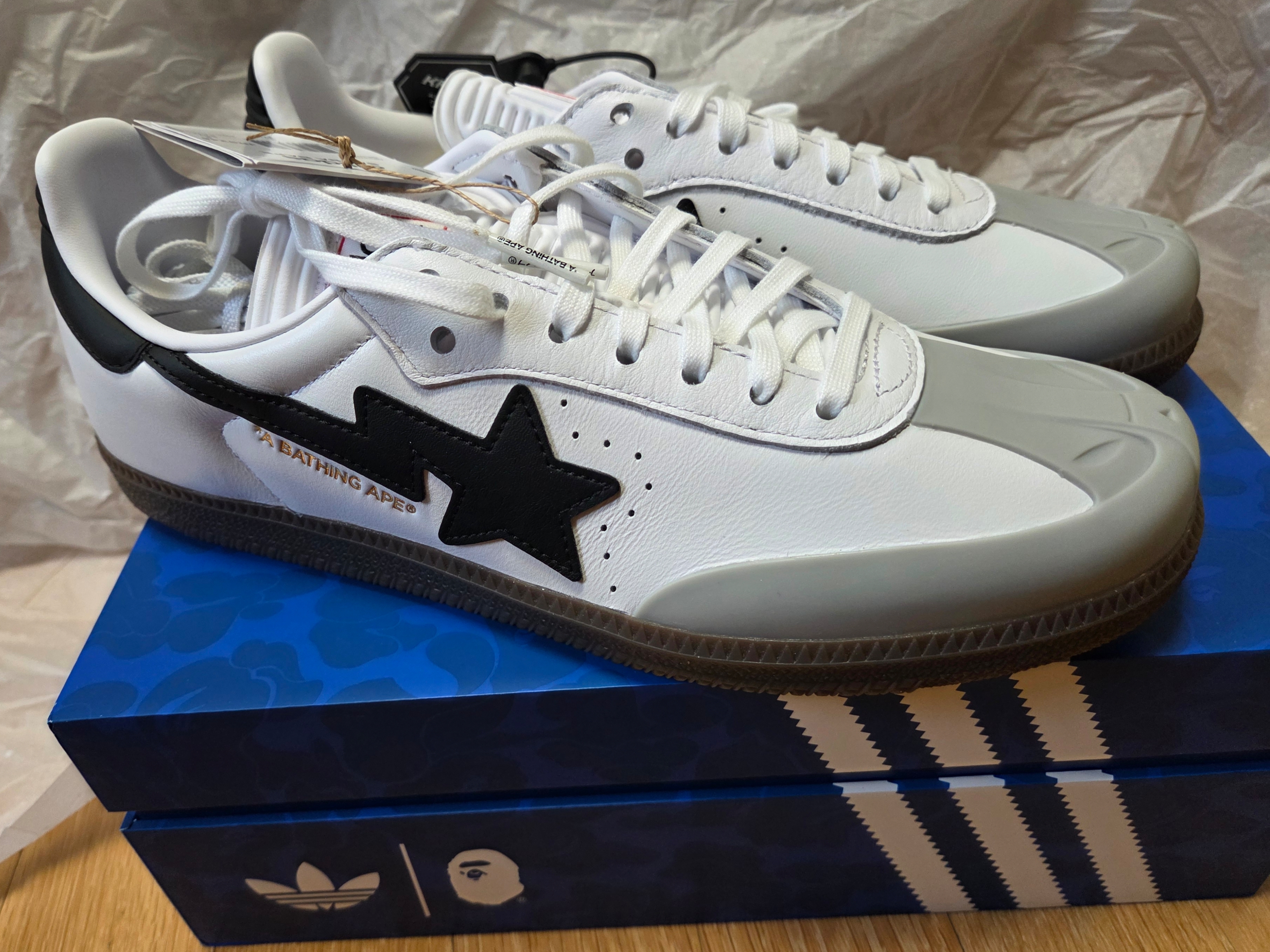 Adidas x BAPE Samba Footwear White Core Black 착용 스타일