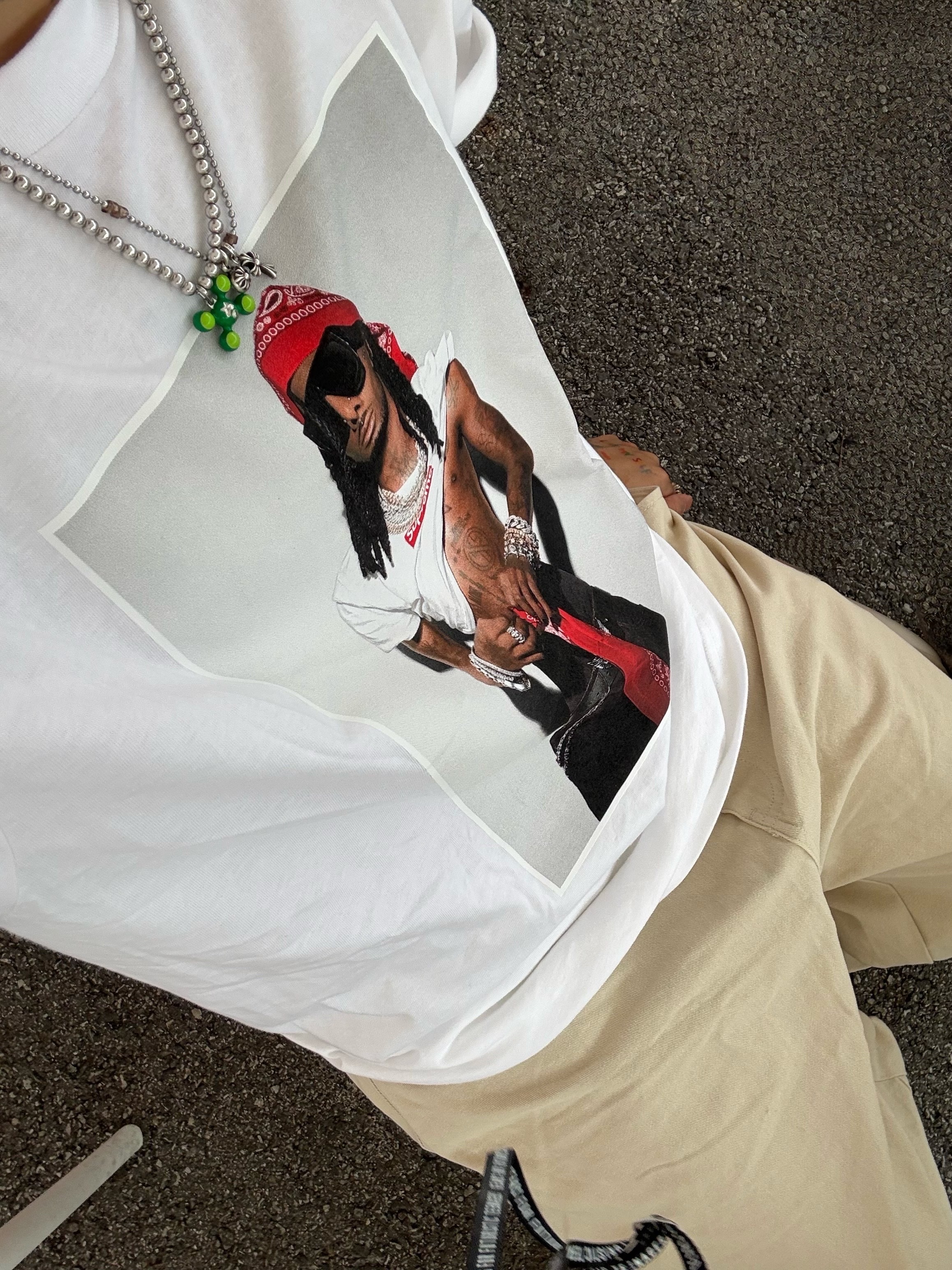 Supreme Playboi Carti T-Shirt White - 25FW 착용 스타일