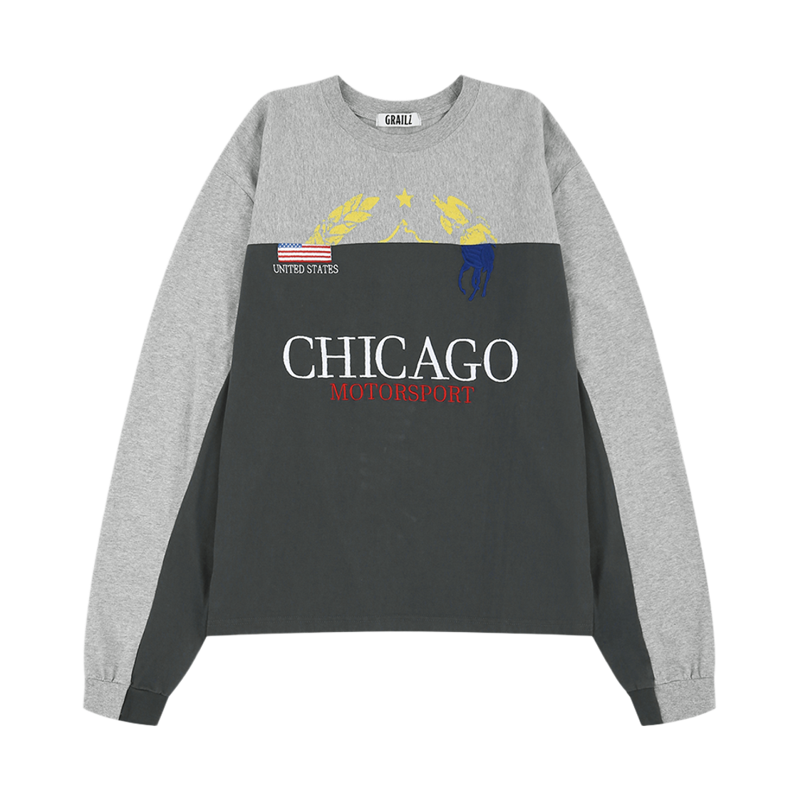 GR25FWML01CH Grailz Motor Sport Rework Long Sleeve Charcoal