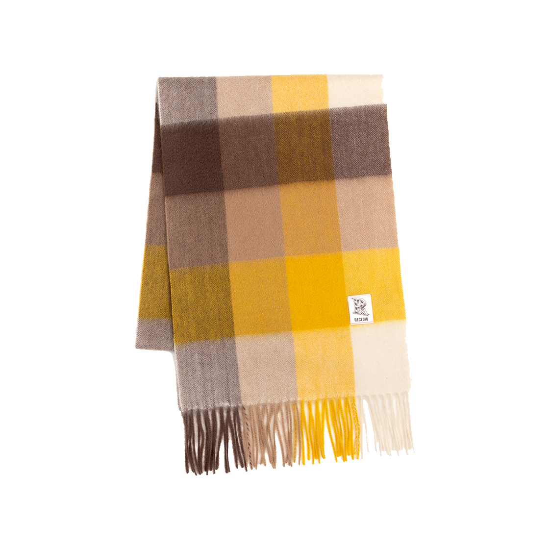 100% Cashmere Check Muffler Yellow RECLOW 100% Cashmere Check Muffler Yellow