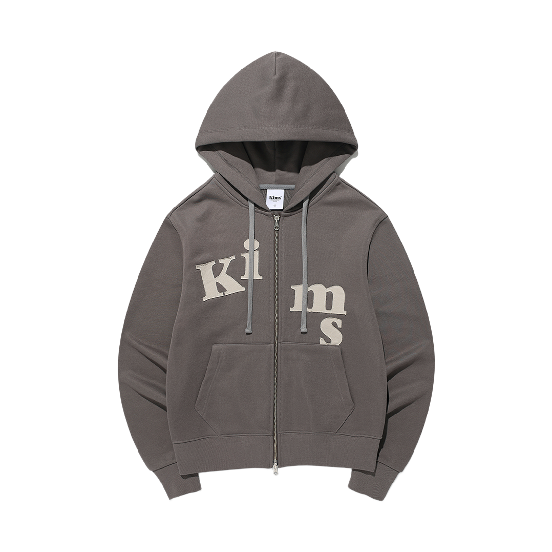 KIB5FUM481ACH Kims Fresh Cotton Market (Unisex) Messy Alpha App Zip Hoodie Charcoal