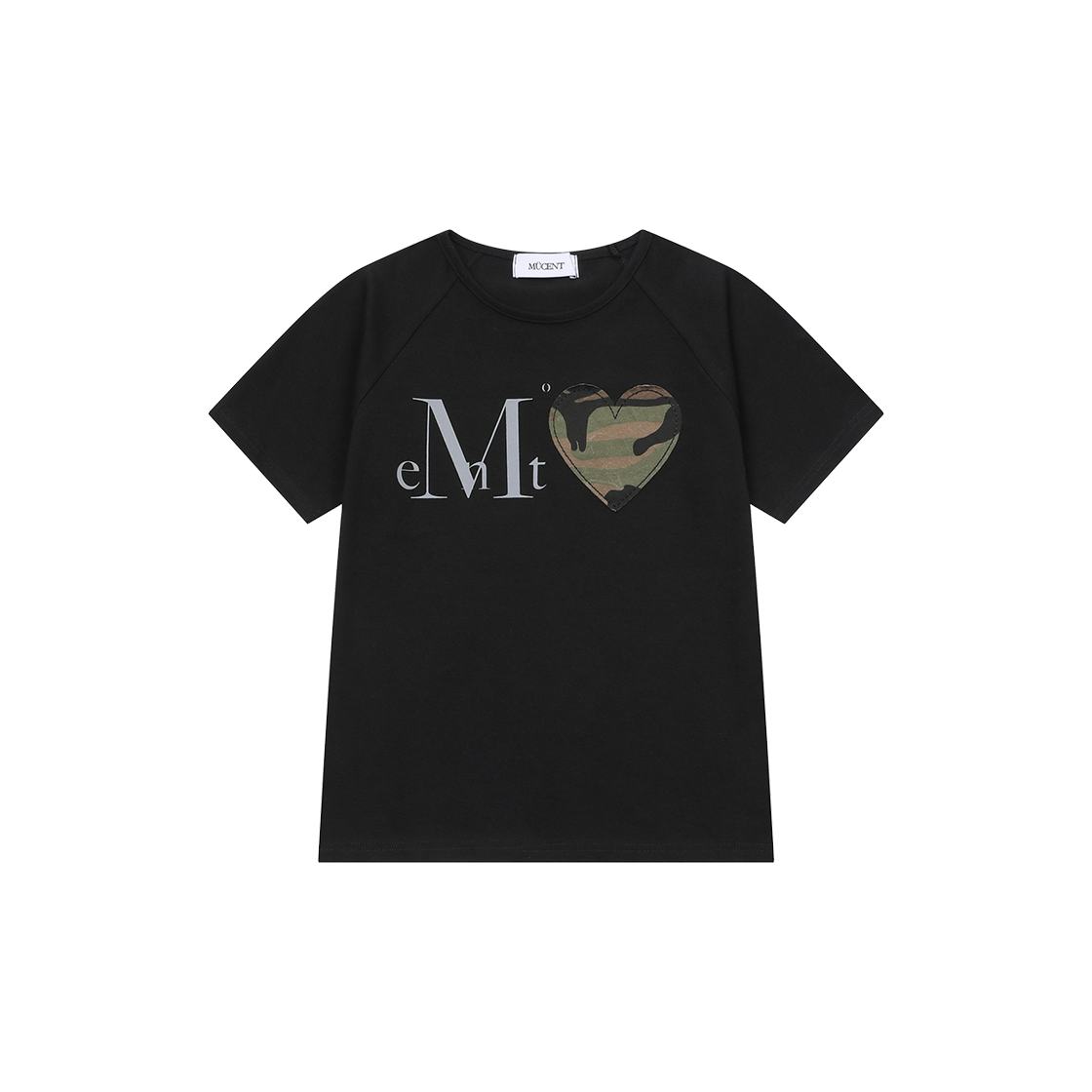 P0000BEC MUCENT Malti Heart Camo Reglan Half T (3Color) Black