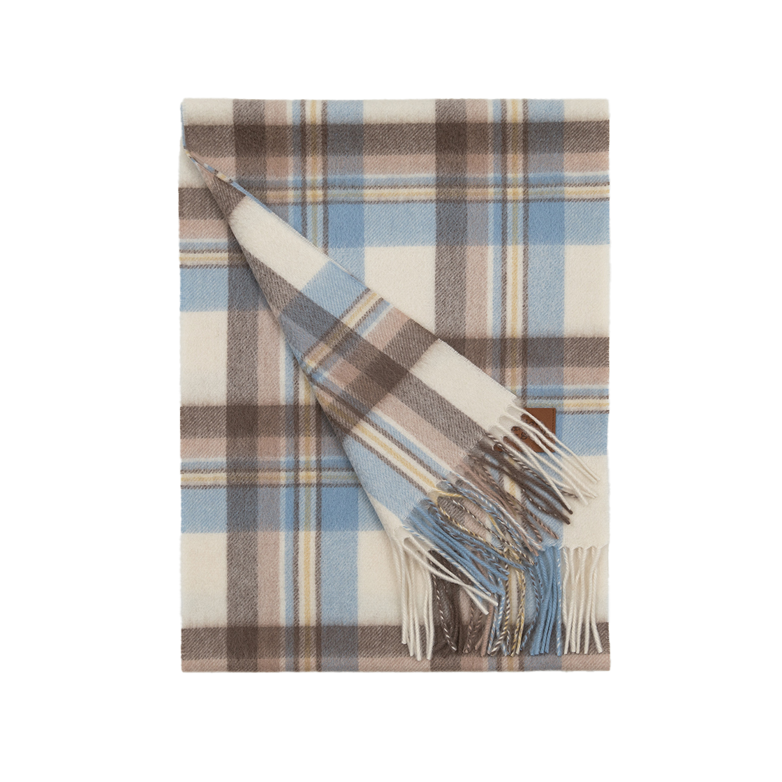 리끌로우 문 체크 캐시미어 100% 머플러 아이보리(RECLOW Munm Check Cashmere 100% Muffler Ivory) - 2