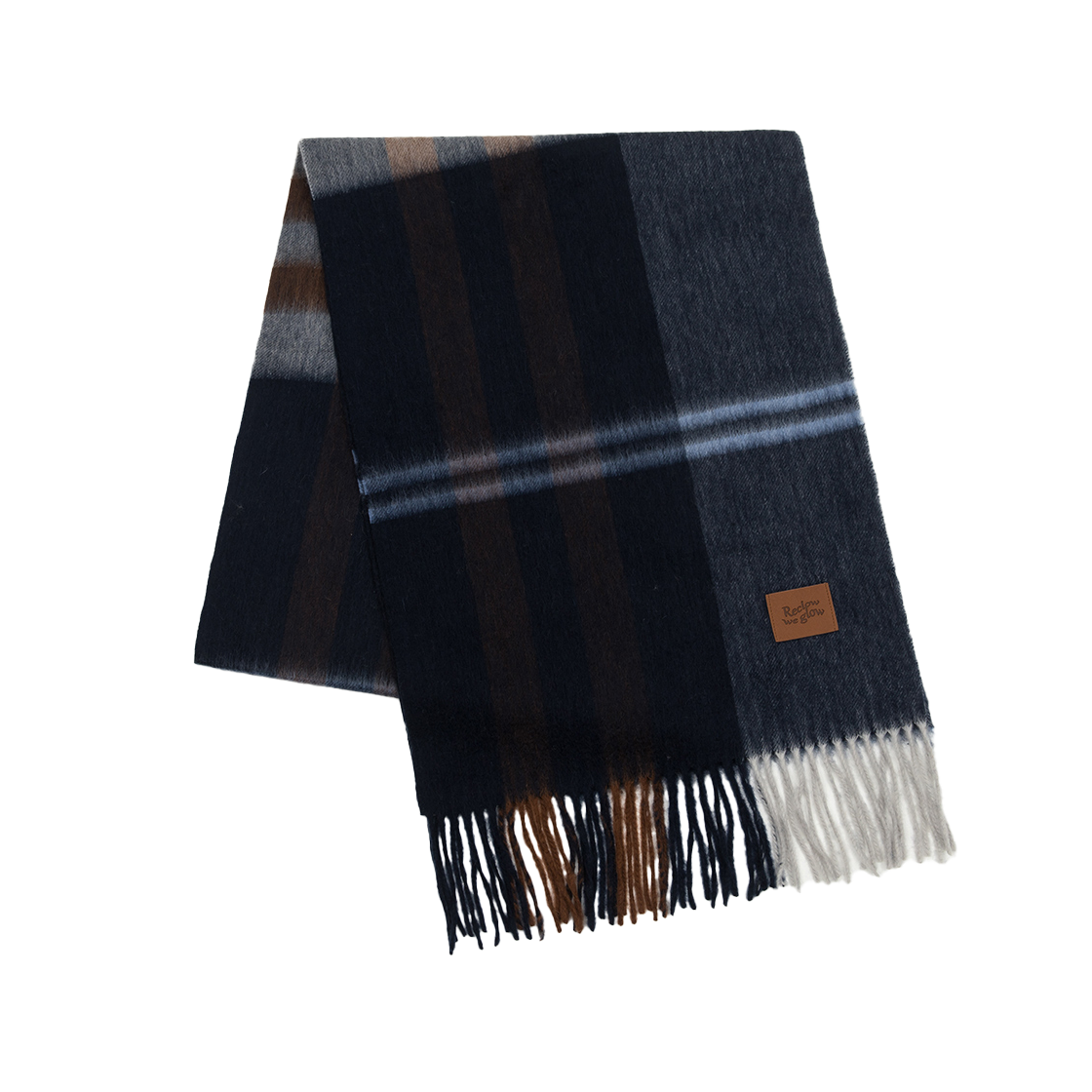 Munm Check Cashmere 100% Muffler Navy RECLOW Munm Check Cashmere 100% Muffler Navy