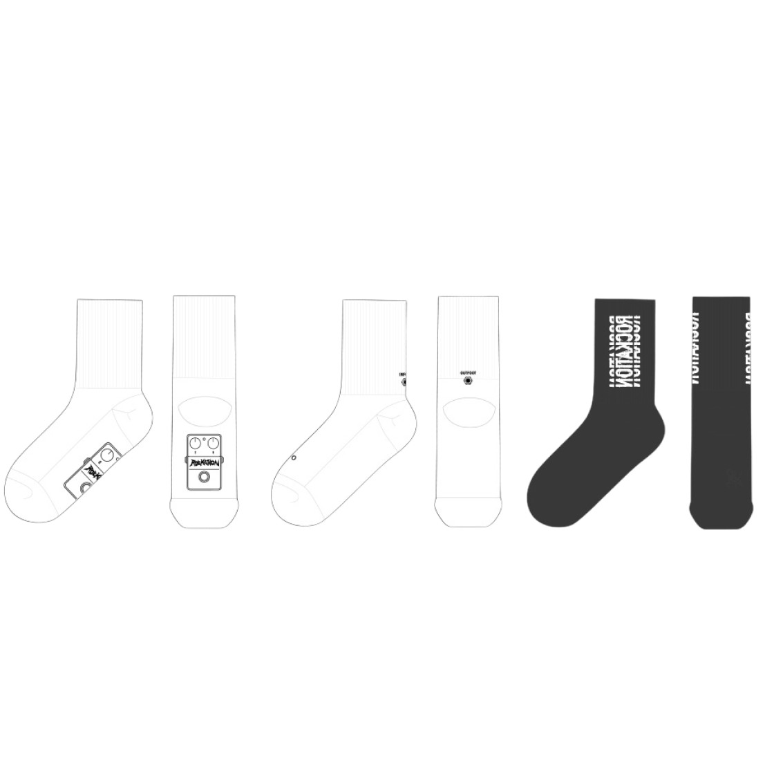 큐더블유이알 [락케이션] 삭스 3개입 (화이트2/블랙1)(QWER [ROCKATION] SOCKS 3PACK (White 2/Black 1))