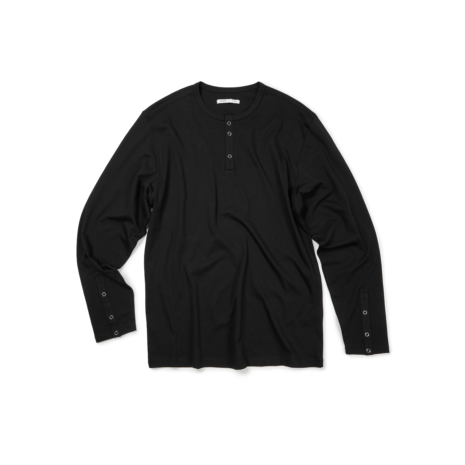 이티씨이 베이스 스냅 슬리브 헨리넥 티 블랙(ETCE Base Snap Sleeve Henley Neck Tee Black)