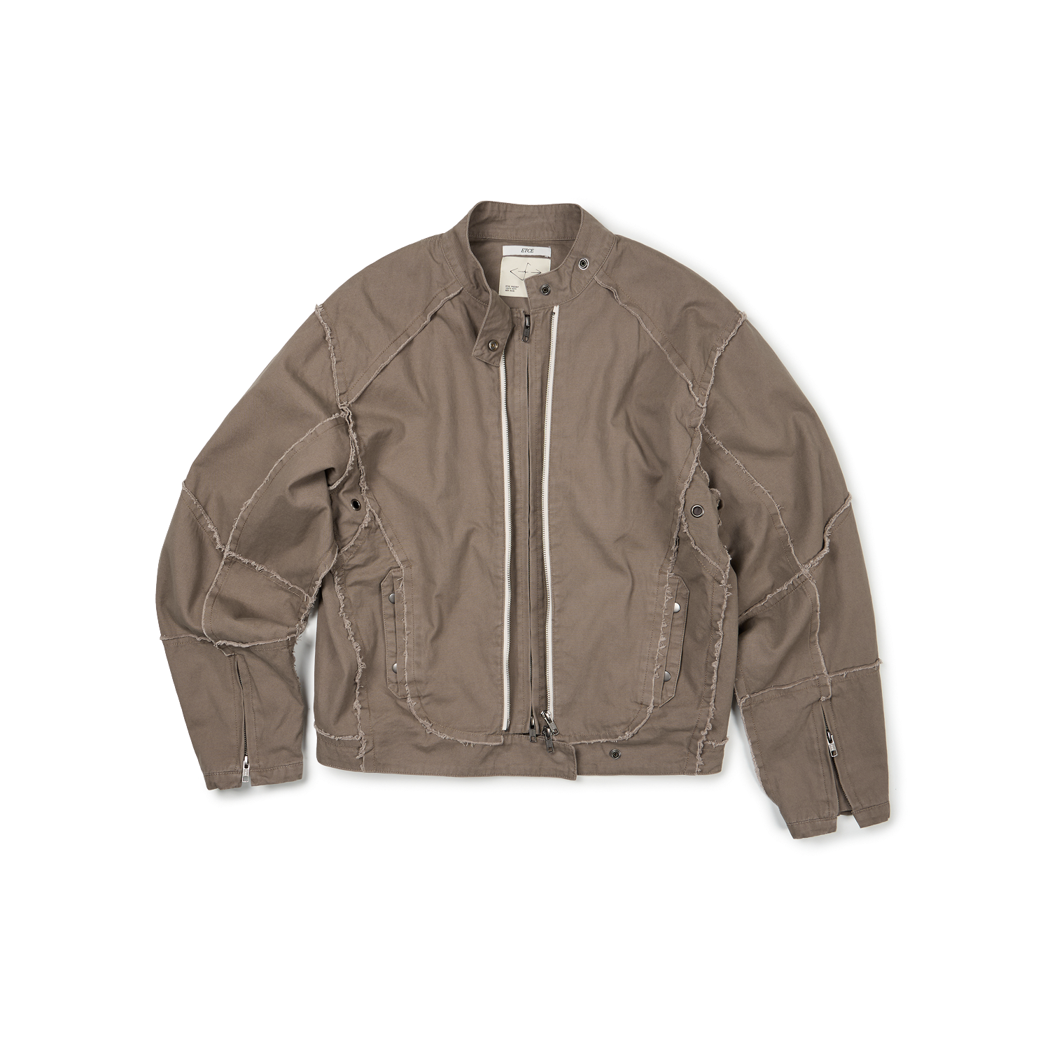 이티씨이 더블 집 모토 자켓 브라운(ETCE Double Zip Moto Jacket Brown)