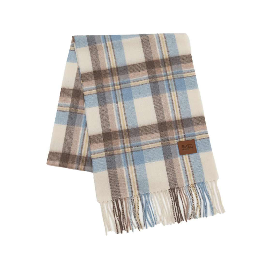 리끌로우 문 체크 캐시미어 100% 머플러 아이보리(RECLOW Munm Check Cashmere 100% Muffler Ivory) - 1