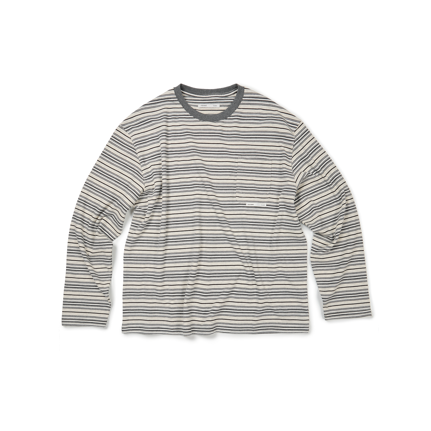 이티씨이 베이스 스트라이프 포켓 롱 슬리브 오트밀(ETCE Base Stripe Pocket Long Sleeve Oatmeal)