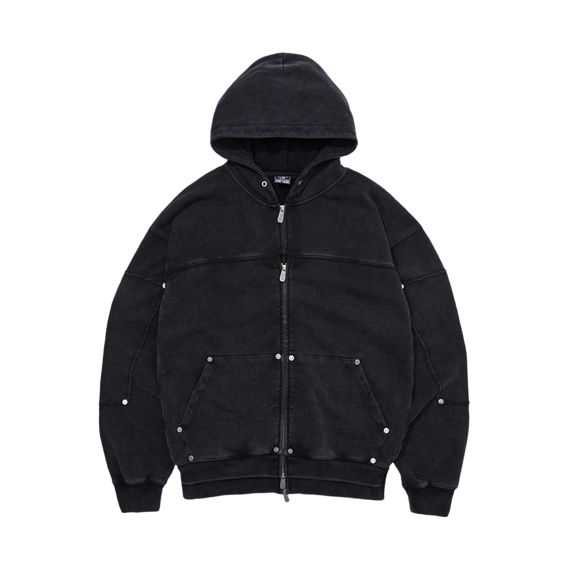 TRA3TSU701WBK True Religion x NOMANUAL No Religion Layer Hooded Zip-Up Washed Black