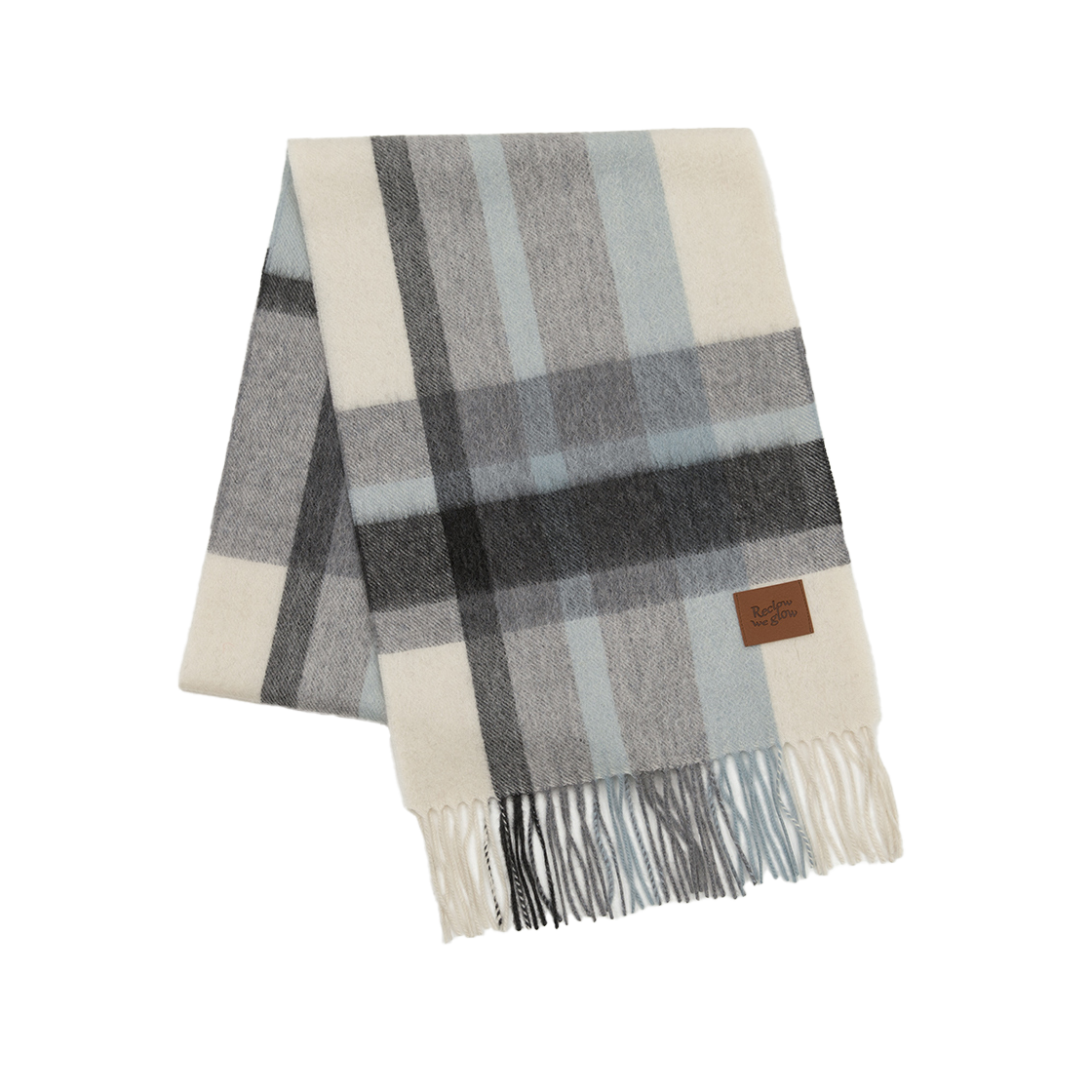 리끌로우 문 체크 캐시미어 100% 머플러 그레이(RECLOW Munm Check Cashmere 100% Muffler Gray) - 1