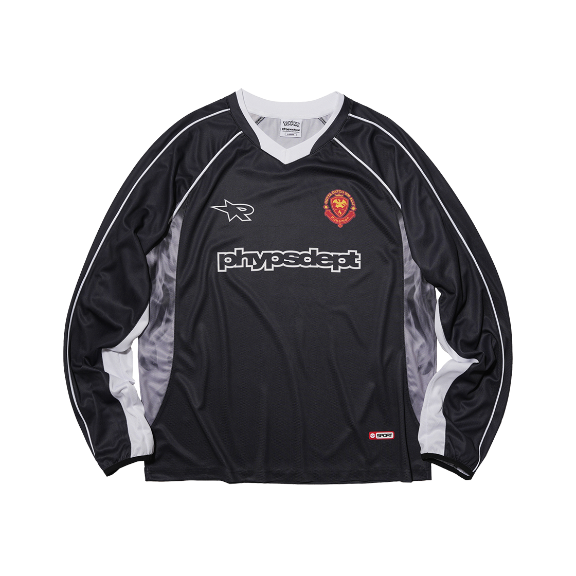 PFF1LS302CBK Phyps Dept Pokemon Piping Artwork Mesh Long Sleeve Black