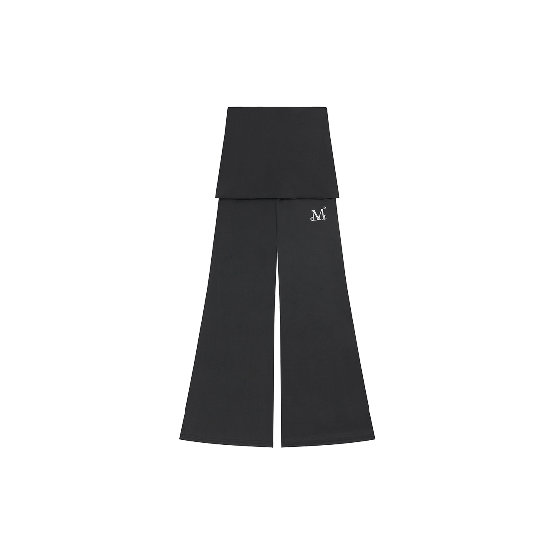 P0000BED MUCENT Arky Metal Logo Hotfix Boots Cut Skirt Leggings Black