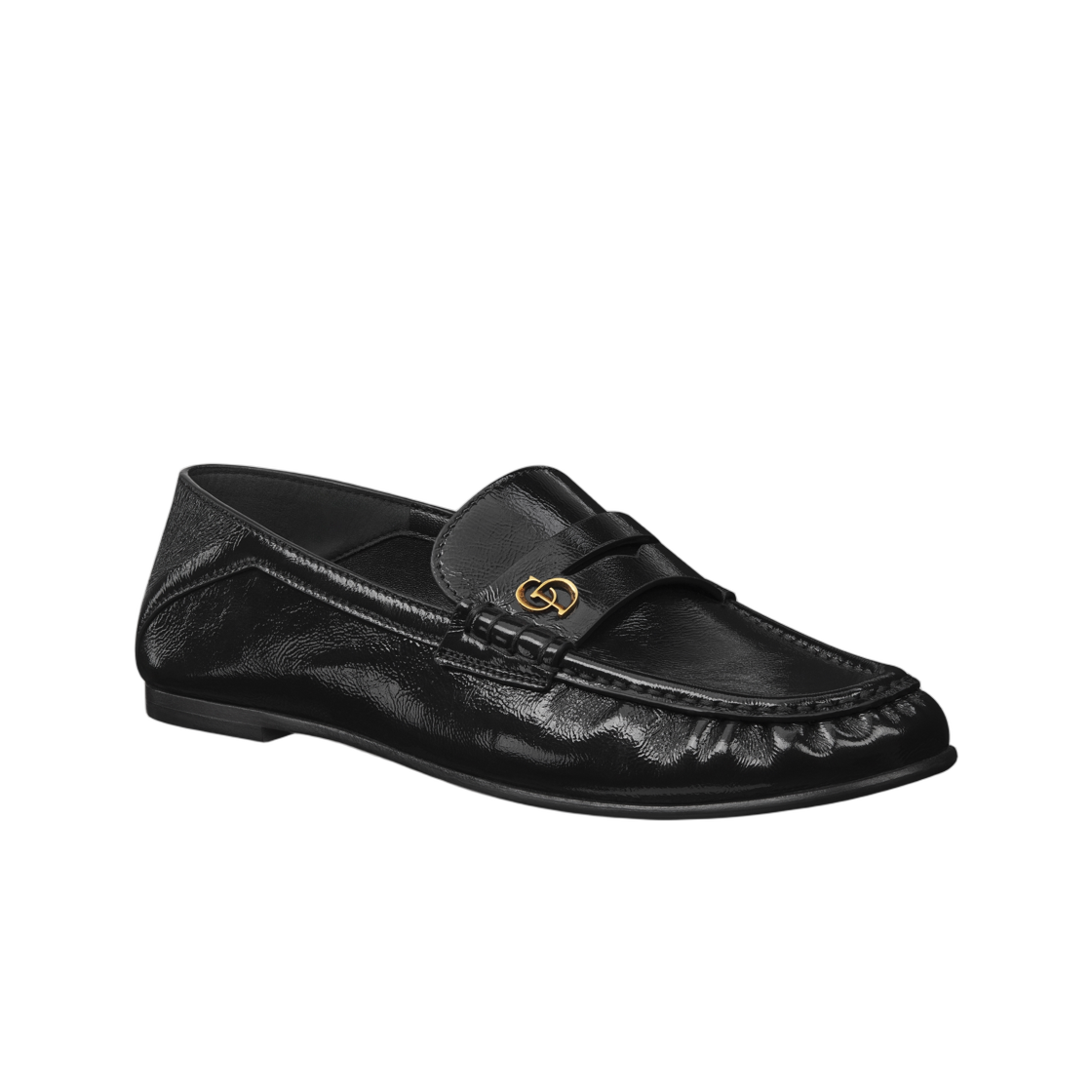 (W) 디올 타임 로퍼 크링클 페이턴트 카프스킨 블랙((W) Dior Time Loafer Crinkled Patent Calfskin Black) - 2