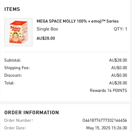 Pop Mart Mega Space Molly Blooming Series Mugunghwa 100%  - Korea Exclusive 착용 스타일 - 3