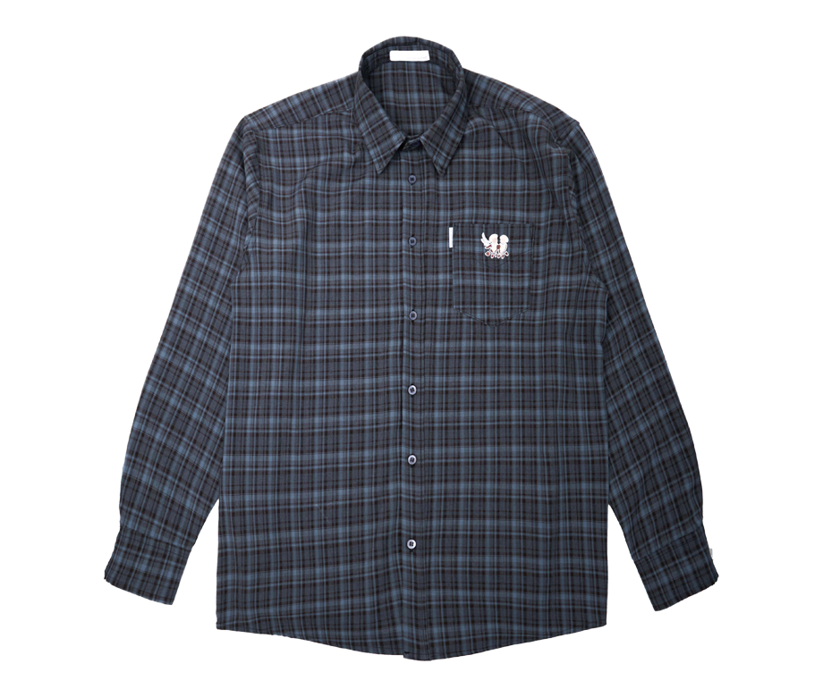 JTK_ARTISANAL_AW25_S02 JTK ARTISANAL Embroidery Check Shirts Dark Blue