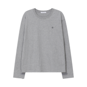 SLOW RECORD HOUSE Fingerhole Crop Long Sleeve Gray