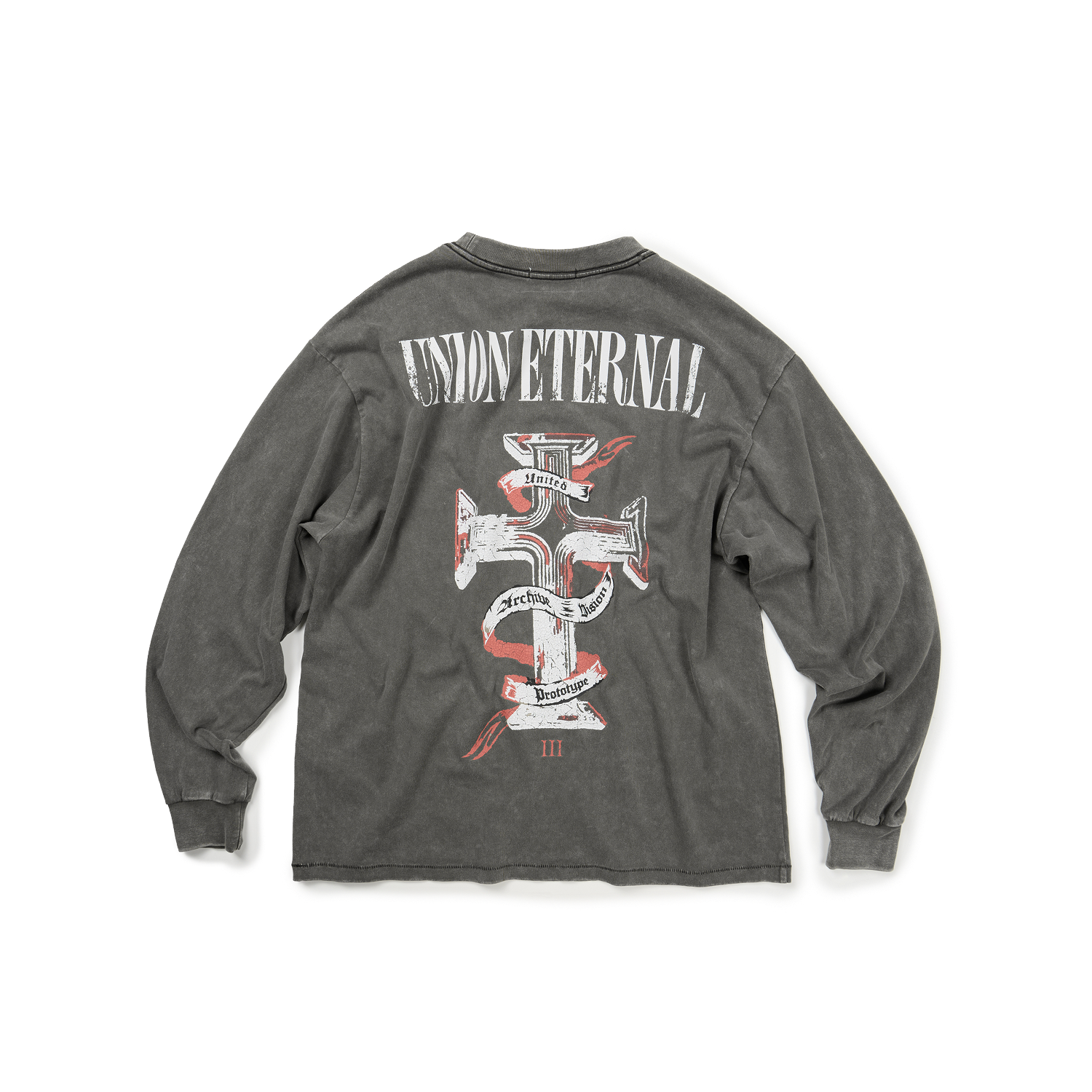 이티씨이 워시드 이터널 데님 롱슬리브 티 차콜(ETCE Washed Eternal Damage LS Tee Charcoal)