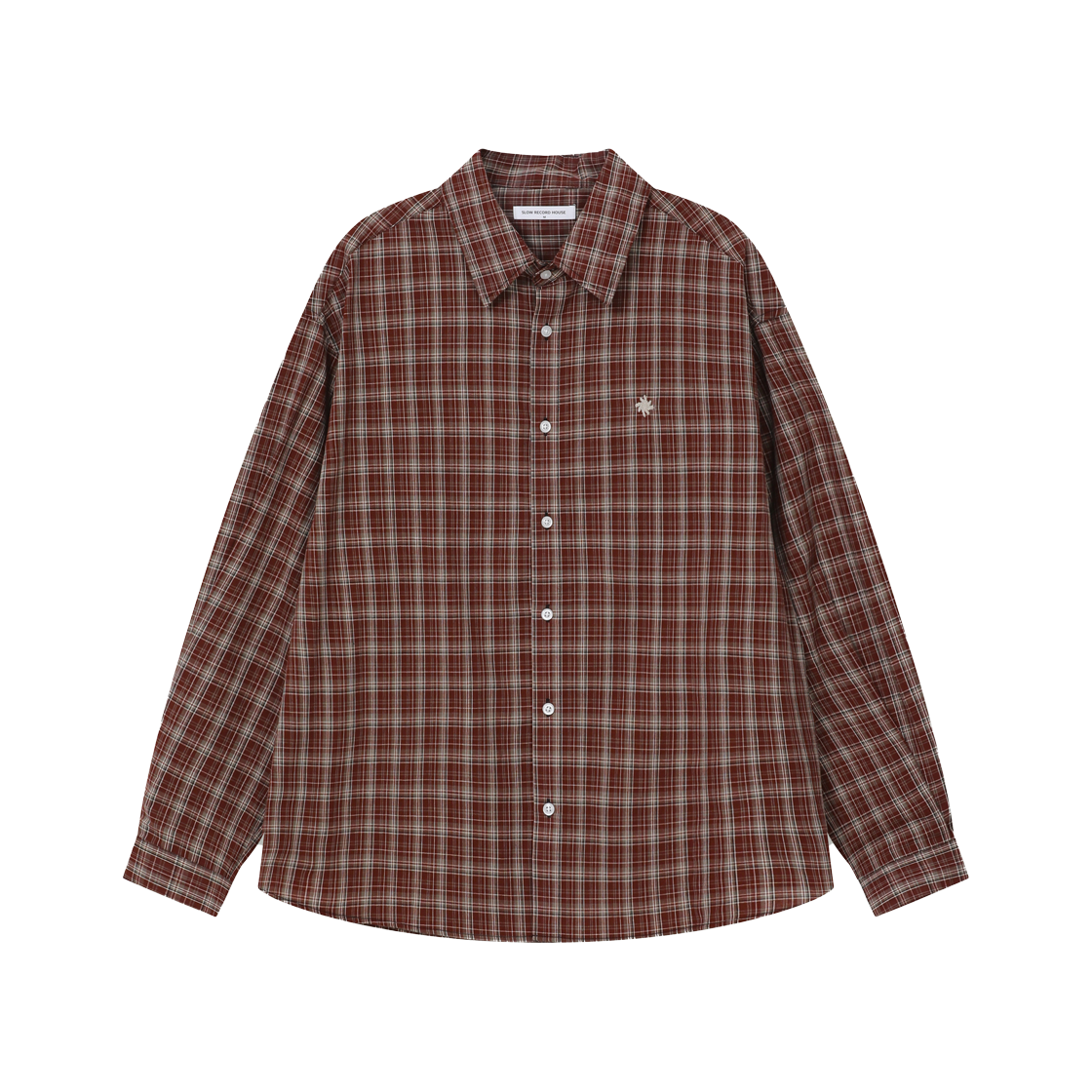 SR25FWSH01BRI SLOW RECORD HOUSE Kane Check Shirt Brick