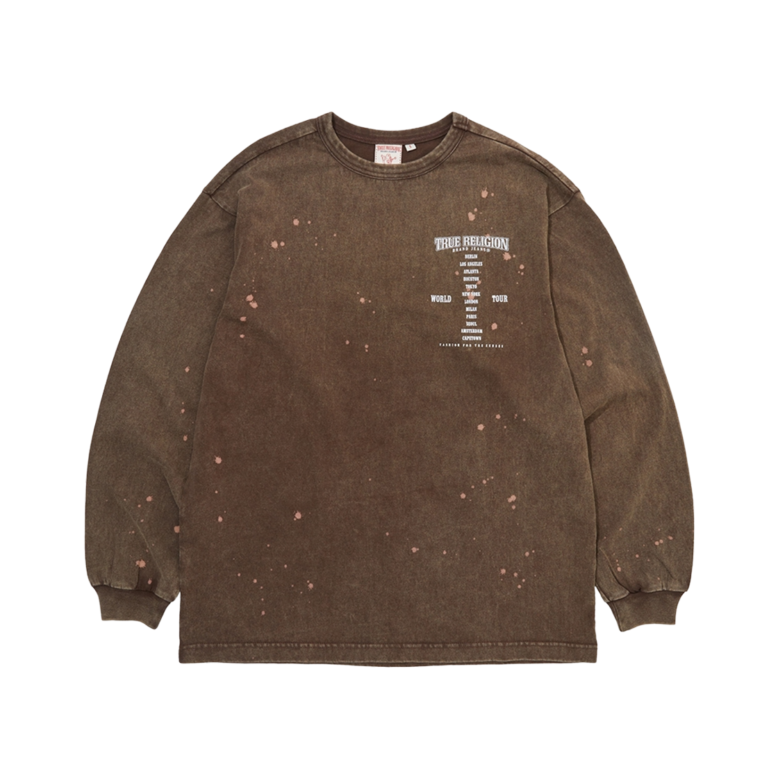 TRA3TSU102WBR True Religion World Tour Long Sleeve Washed Washed Brown