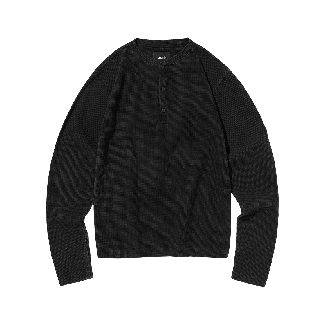 SDEFTO101BK Suade Thermal Henley Neck Black