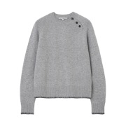 Millo Archive Slanted Henley Neck Knit Melange Gray