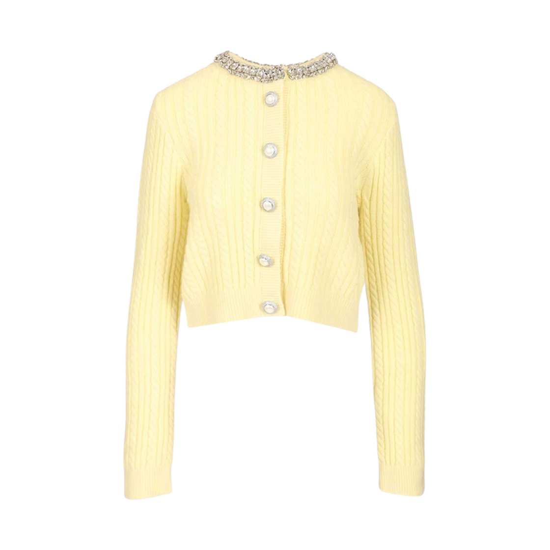 (W) 셀프 포트레이트 알파카 가디건 옐로우((W) Self Portrait Alpaca Cardigan Yellow)