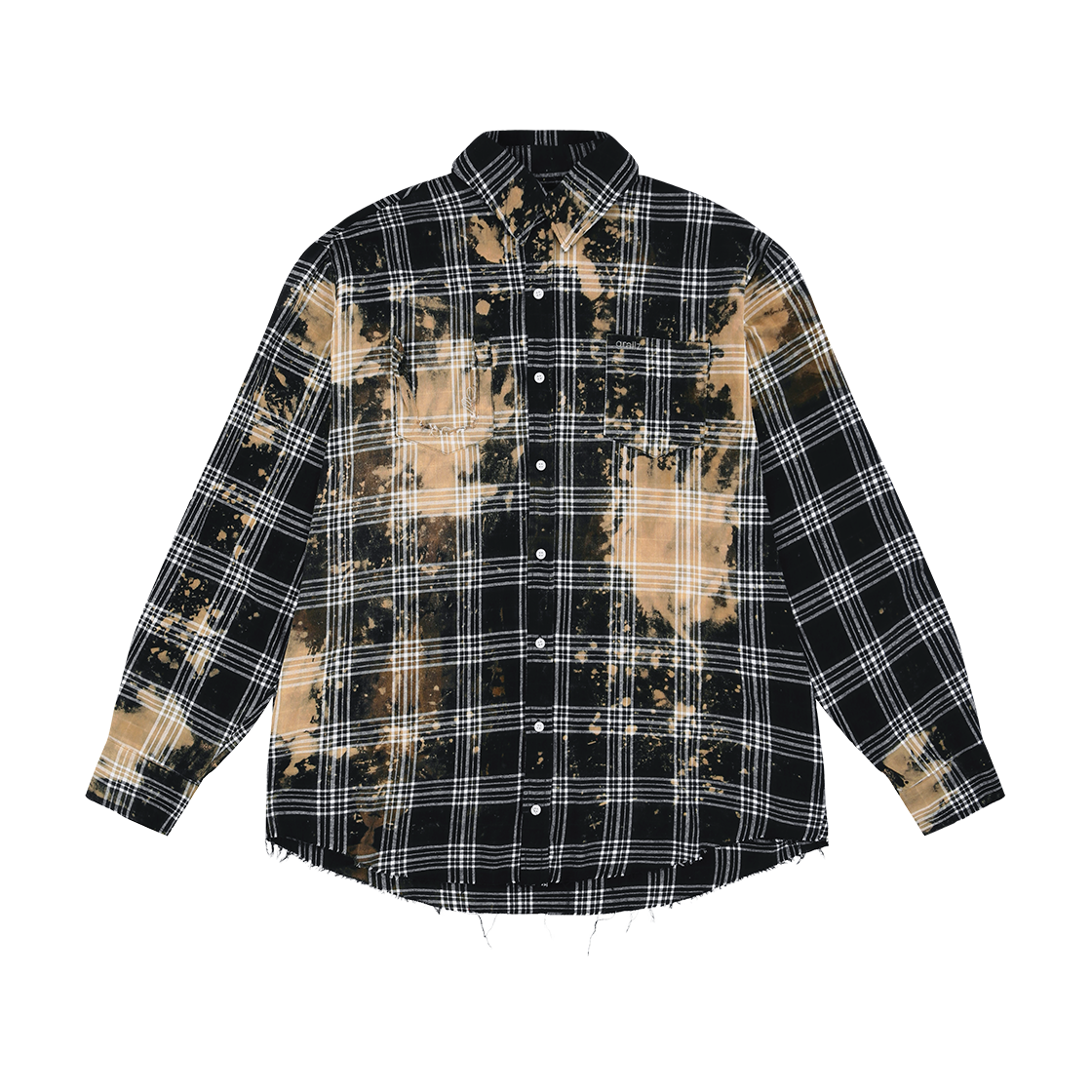 GR25FWMI01BK Grailz Bleached Plaid Shirts Black