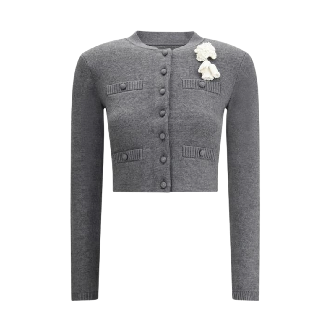 (W) 셀프 포트레이트 크로쉐 플라워 가디건 그레이((W) Self Portrait Crochet Flower Cardigan Grey) - 1
